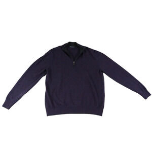 Hart Schaffner Marx Men's L Extra Fine Merino Wool 1/4 Zip Mockneck Sweater EUC